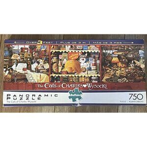 The Cats of Charles Wysocki 750 Puzzle Panoramic New Buffalo Max Maggie Ethel